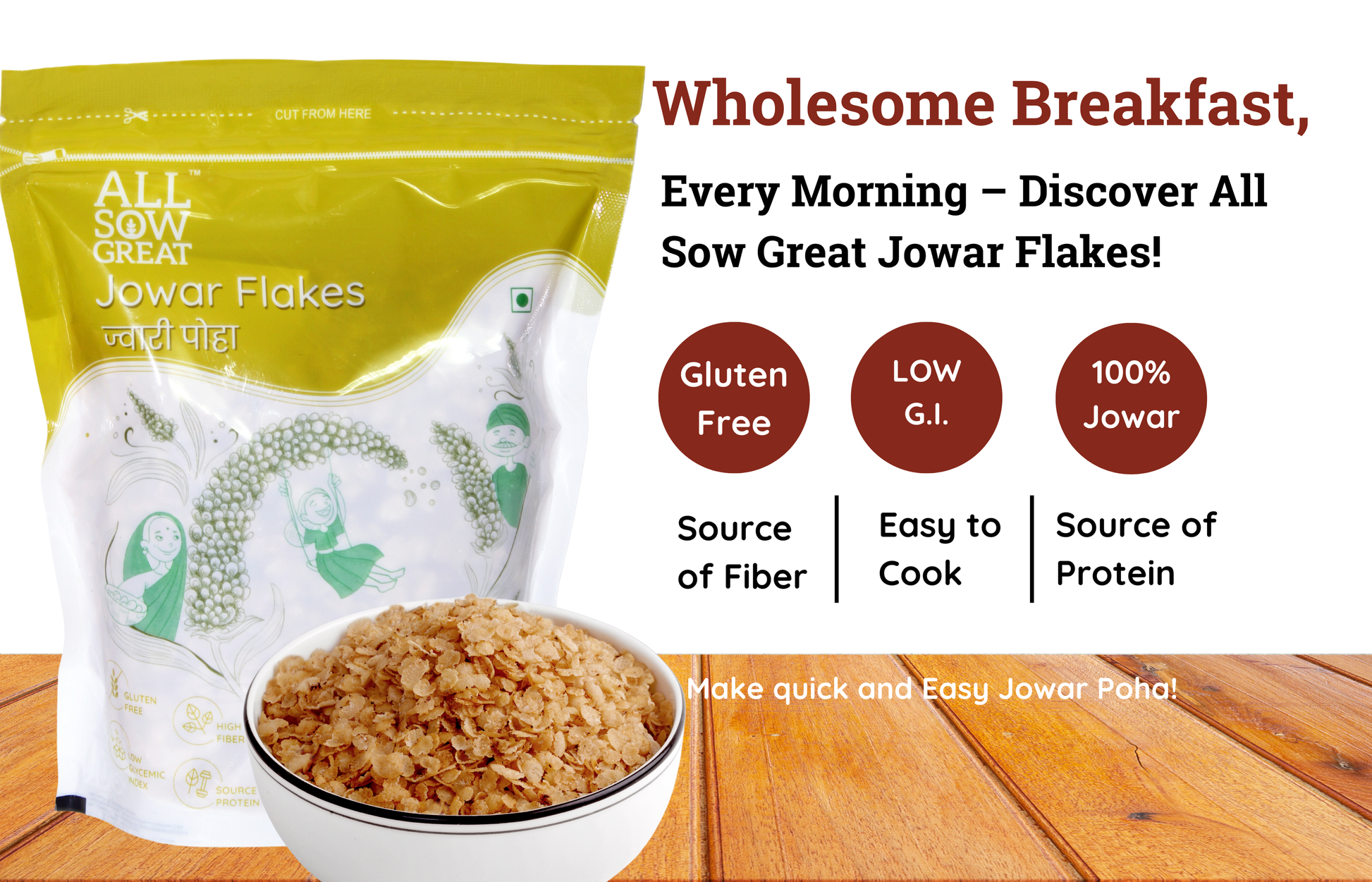 Jowar Flakes (Sorghum Flakes) Millet Flakes