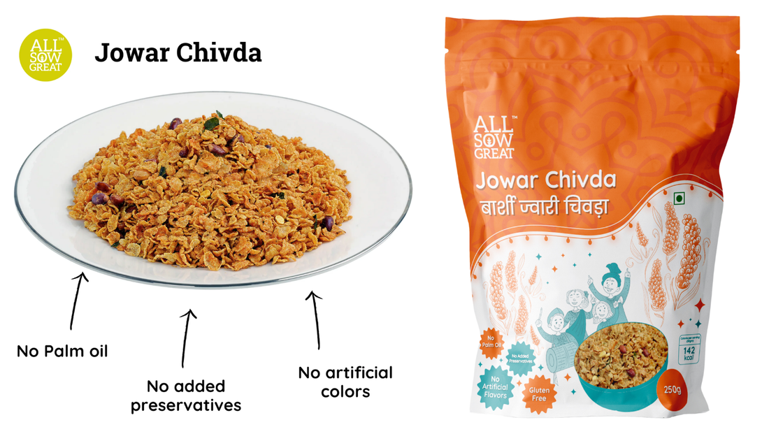  Roasted jowar chivda: low calorie Indian snack, gluten free namkeen from roasted millet snacks for weight watchers.