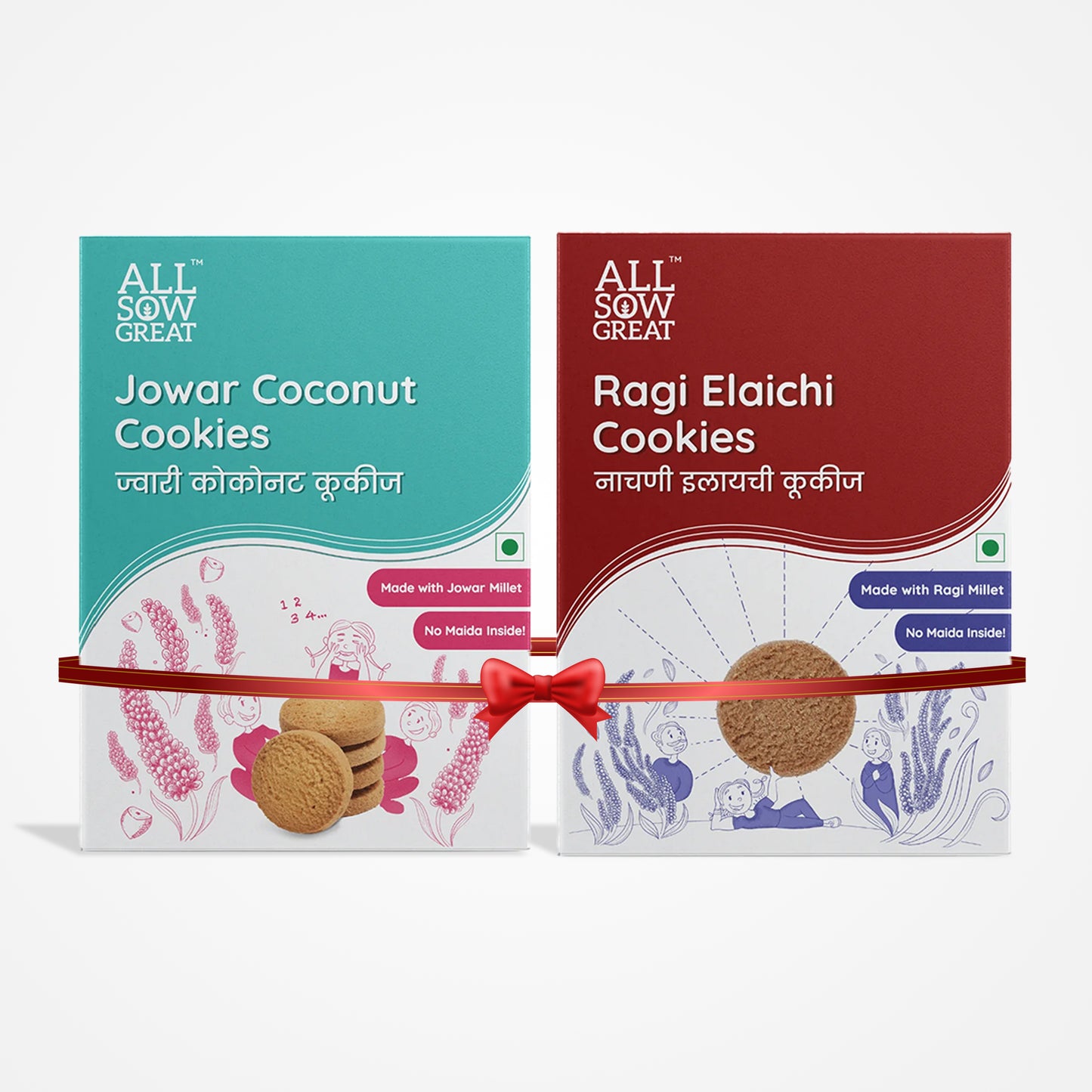 Buy Online Wholesome Delights Duo: Jowar Coconut & Ragi Elaichi Cookies